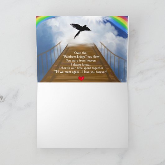 Herdenkingsgedicht van de regenboogbrug voor vogel kaart (Binnen)