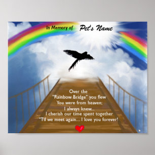 Herdenkingsgedicht van de regenboogbrug voor vogel poster