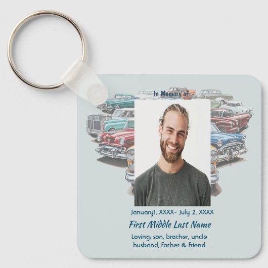 Herdenkingsgeschenk Klassieke Oldtimer Sleutelhanger (Voorkant)