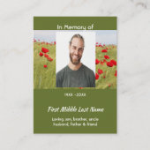 Herdenkingsgeschenk Veld van Rode Klaprozen Contactkaartje (Voorkant)