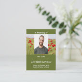 Herdenkingsgeschenk Veld van Rode Klaprozen Contactkaartje (Staand voorkant)