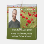 Herdenkingsgeschenk Veld van Rode Klaprozen Keramisch Ornament (Links)