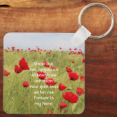 Herdenkingsgeschenk Veld van Rode Klaprozen Sleutelhanger (Achterkant)
