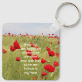 Herdenkingsgeschenk Veld van Rode Klaprozen Sleutelhanger (Achterkant)