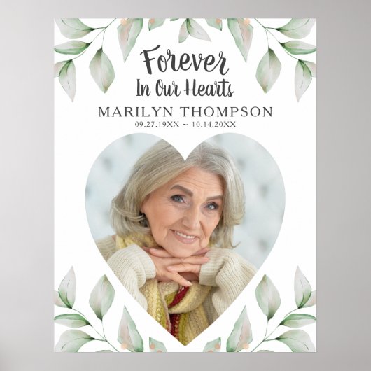 Herdenkingshartvormige foto VOOR ALTIJD IN ONZE HAR Poster (Voorkant)