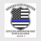 Herdenkingshelden van de politie leven voor altijd sticker (Vel)