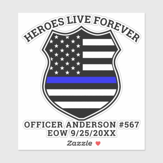 Herdenkingshelden van de politie leven voor altijd sticker (Vel)