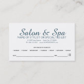 herdenkingsherinnering voor gesmeed glas spa afsprakenkaartje (Achterkant)