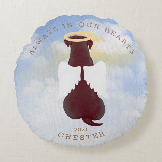 herdenkingshond trekt foto rond kussen (Voorkant)