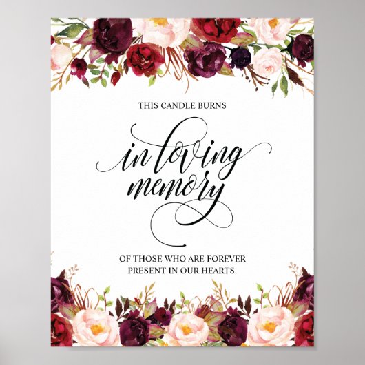 Herdenkingskaars brandt bord poster (Voorkant)