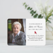 Herdenkingskaart 2 Foto Kardinaal (Staand voorkant)