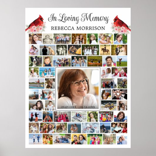 Herdenkingskaart Cardinal 59 Foto Collage Script Poster (Voorkant)