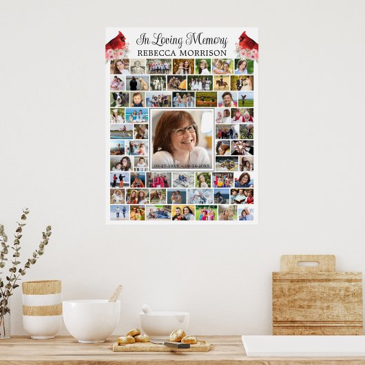 Herdenkingskaart Cardinal 59 Foto Collage Script Poster (Keuken)