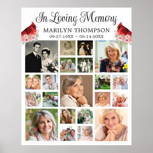 Herdenkingskaart Cardinal Bloemen 21 Foto Collage Poster (Voorkant)