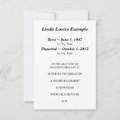 herdenkingskaart kaart (Achterkant)