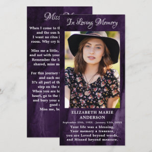 Herdenkingskaart met foto en condoleance tekst paa