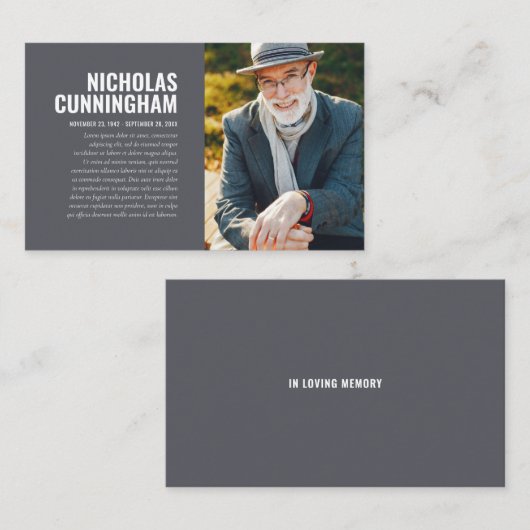 Herdenkingskaart met foto ter nagedachtenis visitekaartje (Voorkant / Achterkant)