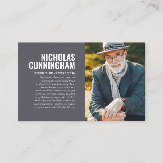 Herdenkingskaart met foto ter nagedachtenis visitekaartje (Voorkant)