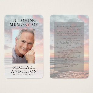 Herdenkingskaart met gebed 'In Loving Memory Sunse Visitekaartje