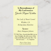 Herdenkingskaart van het bevestigingselement visitekaartje (Achterkant)