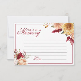 Herdenkingskaart voor begrafenis met herfstbloemen RSVP kaartje