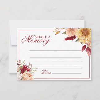 Herdenkingskaart voor begrafenis met herfstbloemen RSVP kaartje