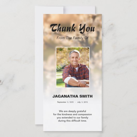 Herdenkingskaart voor dankbetuiging bedankkaart (Voorkant)