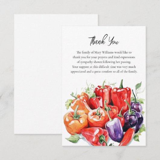 Herdenkingskaart voor rouw Pepper bedankkaart (Voorkant / Achterkant)