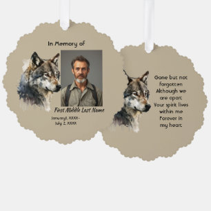 Herdenkingskaart Waterverf Wolf Dieren Ornament Kaart