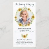 Herdenkingskaart Zonnebloem Foto Funeraire Kaart (Voorkant)