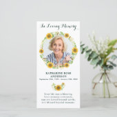 Herdenkingskaart Zonnebloem Foto Funeraire Kaart (Staand voorkant)