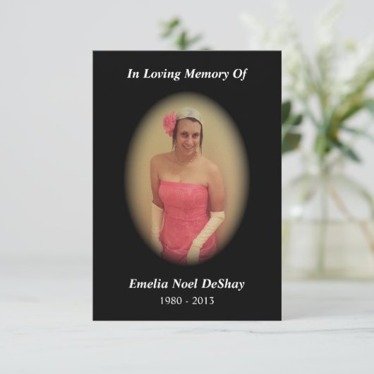 herdenkingskaart (zwart) kaart (Staand voorkant)