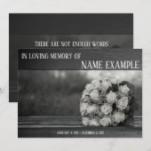 Herdenkingskaarten Een boeket witte rozen monochro (Voorkant / Achterkant)