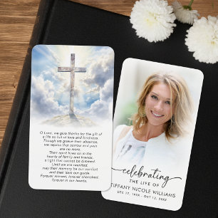 Herdenkingskaarten met Kruis Foto en Gebed Visitekaartje