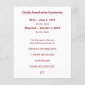 herdenkingskaarten rode bloei (Achterkant)