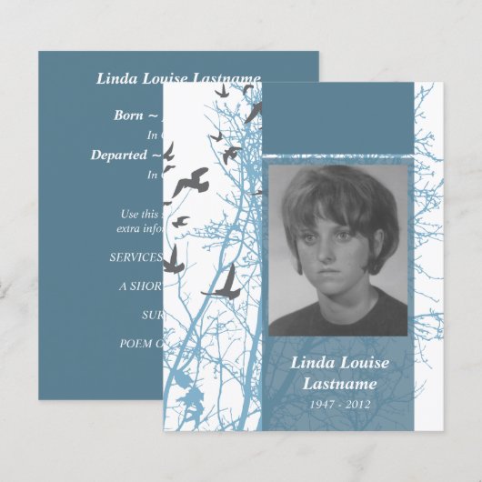 herdenkingskaarten, silhouscrevogels (Voorkant / Achterkant)