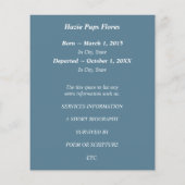 herdenkingskaarten, silhouscrevogels (Achterkant)