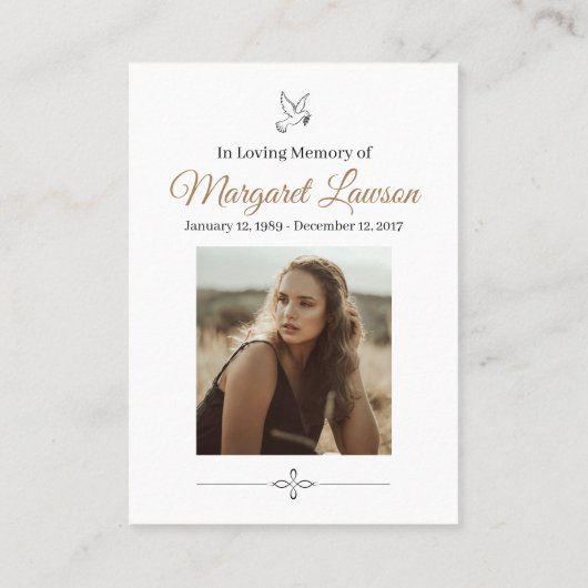 Herdenkingskaarten Visitekaartje (Achterkant)