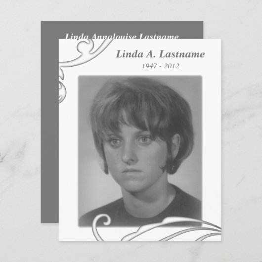 herdenkingskaarten wit floreren (Voorkant / Achterkant)