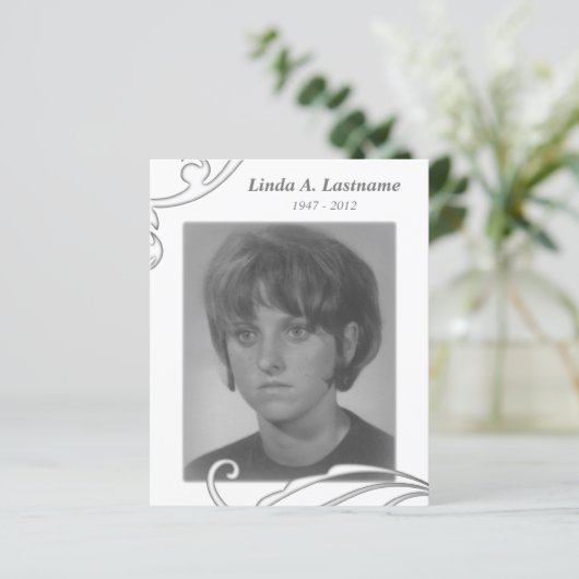 herdenkingskaarten wit floreren (Staand voorkant)