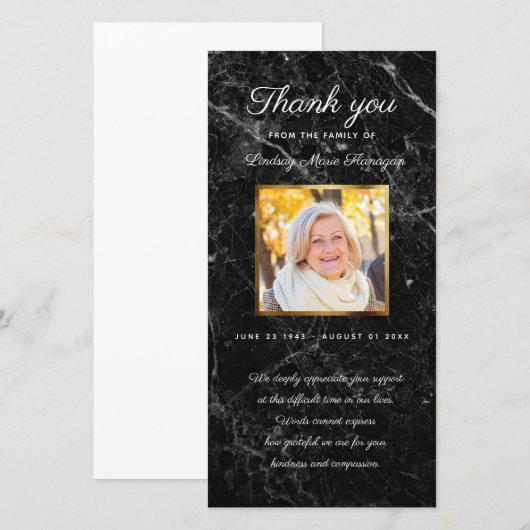 Herdenkingsmarmer Gouden Foto Herdenking Bedankkaart (Voorkant / Achterkant)
