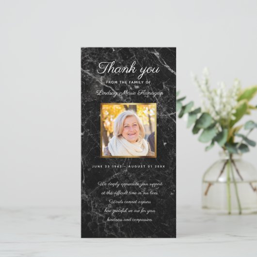 Herdenkingsmarmer Gouden Foto Herdenking Bedankkaart (Staand voorkant)