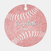 Herdenkingsmeisje roze softbal metalen ornament (Achterkant)