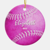 herdenkingsmeisjes sporten warme roze softball keramisch ornament (Voorkant)