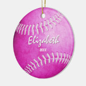 herdenkingsmeisjes sporten warme roze softball keramisch ornament (Links)