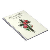 Herdenkingsmis met kruis en rode rozen notitieboek (Rechterzijde)