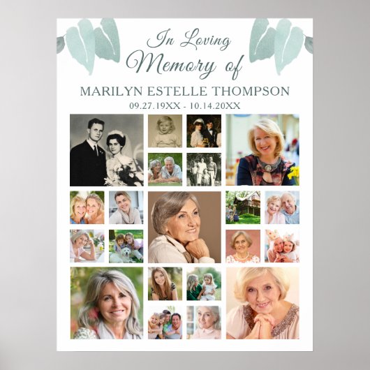 Herdenkingsmonument 21 Foto Collage Botanisch Hart Poster (Voorkant)