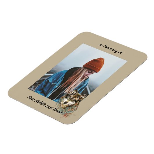 Herdenkingsmonument Keepsake Waterverf Wolf Animal Magneet (Linkerzijde)