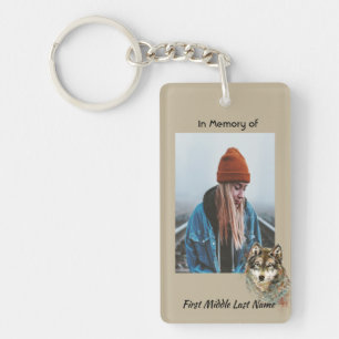 Herdenkingsmonument Keepsake Waterverf Wolf Animal Sleutelhanger