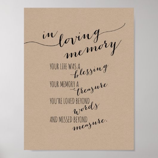 Herdenkingsmonument, rouw, Rustic Kraft Poster (Voorkant)